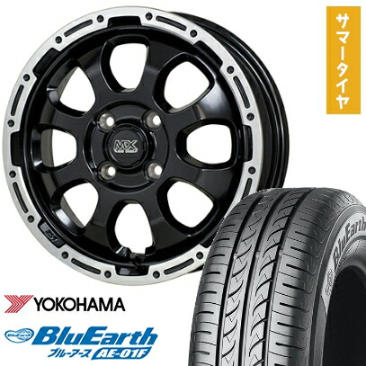 【取付対象】165/70R14 夏タイヤ ホイール4本セット YOKOHAMA ブルーアース AE-01F (軽自動車用) HOT STUFF マッドクロス グレイス 14インチ【送料無料】