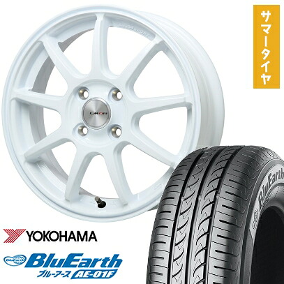 【取付対象】195/55R16 夏タイヤ ホイール4本セット YOKOHAMA ブルーアース AE-01F (4/100車用) LEHRMEISTER LMスポーツLM-QR ホワイト 16インチ【送料無料】
