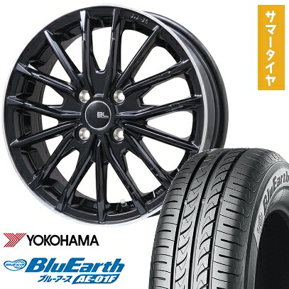 【取付対象】175/65R15 夏タイヤ ホイール4本セット YOKOHAMA ブルーアース AE-01F (4/100車用) BRANDLE-LINE DF-10M グロスブラック/リムポリッシュ 15インチ【送料無料】