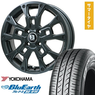 【取付対象】165/70R14 夏タイヤ ホイール4本セット YOKOHAMA ブルーアース AE-01F (軽自動車用) ビッグウエイ B-LUGNAS BRD(マットブラック) 14インチ【送料無料】