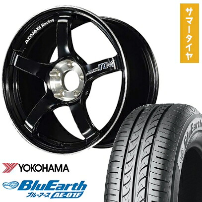 【取付対象】185/60R15 夏タイヤ ホイール４本セット (4/100車用) YOKOHAMA ブルーアース AE-01F ヨコハマ アドバンレーシング TC4 SE 15インチ【送料無料】