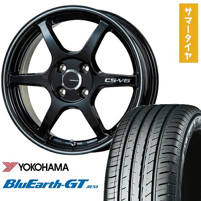 【取付対象】185/60R16 夏タイヤ ホイール4本セット YOKOHAMA ブルーアース GT AE51 (4/100車用) LEHRMEISTER CS-V6(グロスブラック/ラインポリッシュ) 16インチ【送料無料】 59,580円