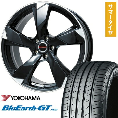 【取付対象】215/60R16 夏タイヤ ホイール4本セット YOKOHAMA ブルーアース GT AE51 (5/114車用) PREMIX ヴェランV(グロスブラック/リムポリッシュ) 16インチ【送料無料】