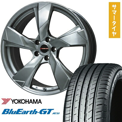 【取付対象】225/40R19 夏タイヤ ホイール4本セット YOKOHAMA ブルーアース GT AE51 (5/114車用) PREMIX ヴェランV(クロームハイパーシルバー) 19インチ【送料無料】