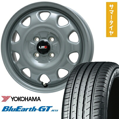 【取付対象】175/65R14 夏タイヤ ホイール4本セット YOKOHAMA ブルーアース GT AE51 (4/100車用) LEHRMEISTER LMG OFF-STYLE(グレー) 14インチ【送料無料】