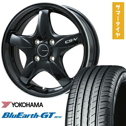 【取付対象】175/60R16 夏タイヤ ホイール4本セット YOKOHAMA ブルーアース GT AE51 (4/100車用) LEHRMEISTER CS-V(グロスブラック/リムポリッシュ) 16インチ【送料無料】