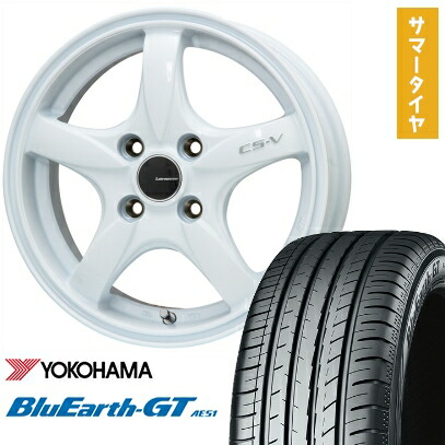 【取付対象】185/60R16 夏タイヤ ホイール4本セット YOKOHAMA ブルーアース GT AE51 (4/100車用) LEHRMEISTER CS-V(ホワイト) 16インチ【送料無料】|アークタイヤ 店