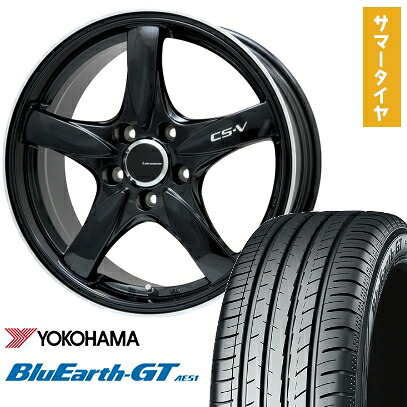 【取付対象】215/45R17 夏タイヤ ホイール4本セット YOKOHAMA ブルーアース GT AE51 (5/100車用) LEHRMEISTER CS-V(グロスブラック/リムポリッシュ) 17インチ【送料無料】