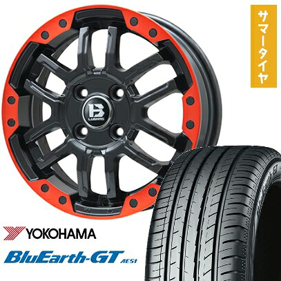 【取付対象】205/65R16 夏タイヤ ホイール4本セット ヤリスクロス YOKOHAMA ブルーアース GT AE51 BIGWAY B-LUGNAS FRD(マットブラック/レッドリム) 16インチ【送料無料】