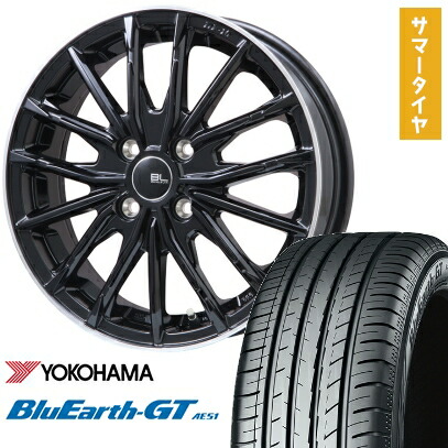 【取付対象】195/65R15 夏タイヤ ホイール4本セット YOKOHAMA ブルーアース GT AE51 (4/100車用) BRANDLE-LINE DF-10M グロスブラック/リムポリッシュ 15インチ【送料無料】|アークタイヤ 店