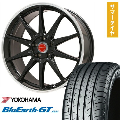 【取付対象】225/40R19 夏タイヤ ホイール4本セット YOKOHAMA ブルーアース GT AE51 (5/100車用) LEHRMEISTER LMスポーツRS10(グロスブラックリムポリッシュ) 19インチ【送料無料】