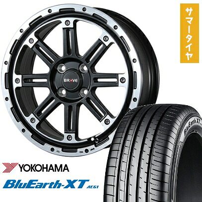 【取付対象】195/65R16 夏タイヤ ホイール4本セット ライズ/ロッキー（ガソリン） YOKOHAMA ブルーアース XT AE61 BLEST バーンズテック ブレイブストリーム 16インチ【送料無料】