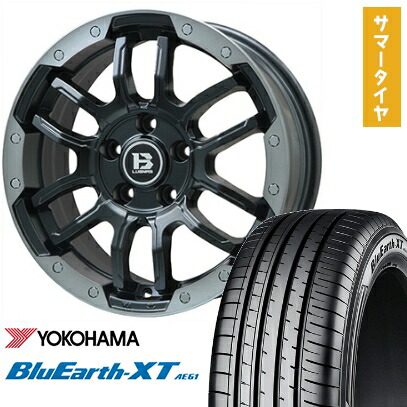 【取付対象】215/50R18 夏タイヤ ホイール4本セット YOKOHAMA ブルーアース XT AE61 (5/114車用) BIGWAY B-LUGNAS FRD(マットブラック/ブラッククリアリム) 18インチ【送料無料】｜アークタイヤ 店