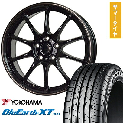【取付対象】215/60R17 夏タイヤ ホイール4本セット YOKOHAMA ブルーアース XT AE61 (5/114車用) HOT STUFF ジースピード P-07 17インチ【送料無料】