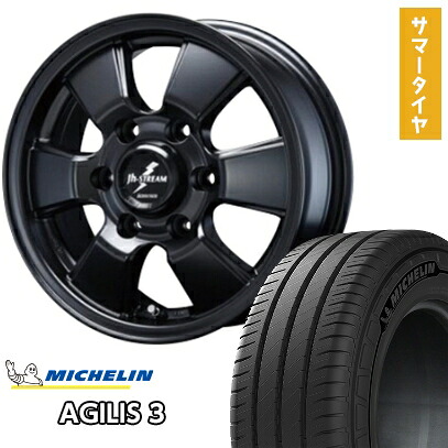 【取付対象】195/80R15 夏タイヤ ホイール4本セット NV350キャラバン MICHELIN アジリス3 108/106S BLEST バーンズテック JHストリーム 15インチ【送料無料】