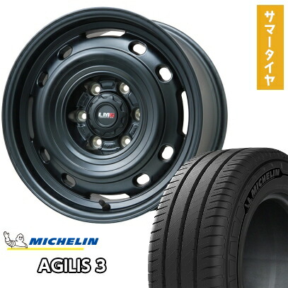 【取付対象】195/80R15 夏タイヤ ホイール4本セット ハイエース200系 MICHELIN アジリス3 108/106S レアマイスター LMG OFF-STYLE 2 (マットブラック) 15インチ【送料無料】|アークタイヤ 店