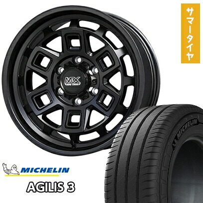 【新品】ハイエース200系 夏タイヤ ホイール４本セット 195/80R15 ミシュラン アジリス3 108/106S ホットスタッフ マッドクロス アイヴァー 15インチ(送料無料)