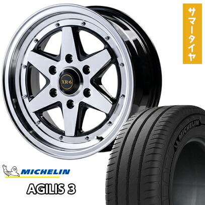 【取付対象】215/60R17 夏タイヤ ホイール4本セット ハイエース200系 MICHELIN アジリス3 109/107T FABULOUS ヴァローネ XR-6 17インチ【送料無料】