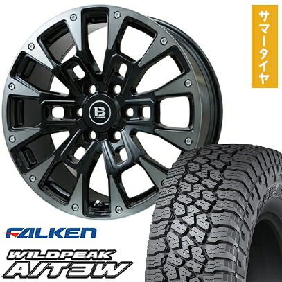 【取付対象】285/55R20 夏タイヤ ホイール4本セット FALKEN ワイルドピーク A/T3W(6/139車用) ビッグウエイ B-LUGNAS BRD(ブラックポリッシュ/ブラッククリア) 20インチ【送料無料】