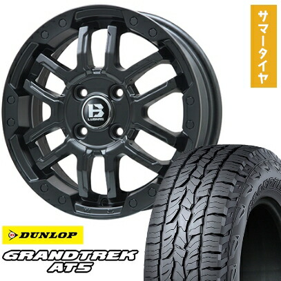 【取付対象】235/70R16 夏タイヤ ホイール4本セット DUNLOP グラントレック AT5 (5/114車用) BIGWAY B-LUGNAS FRD(マットブラック) 16インチ【送料無料】