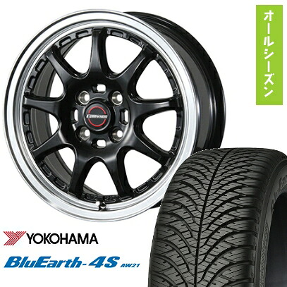【取付対象】165/55R15 オールシーズンタイヤ ホイール4本セット YOKOHAMA ブルーアース 4S AW21 オールシーズン (軽自動車用) BLEST ユーロマジック タイプSC-9 15インチ【送料無料】｜アークタイヤ 店