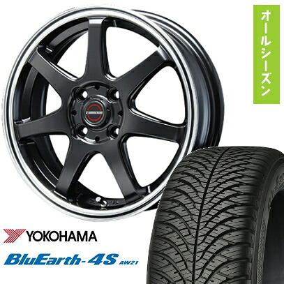 【取付対象】165/55R15 オールシーズンタイヤ ホイール4本セット YOKOHAMA ブルーアース 4S AW21 オールシーズン (軽自動車用) BLEST ユーロマジック タイプS-07 15インチ【送料無料】|アークタイヤ 店