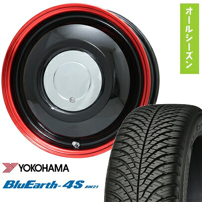 【取付対象】155/65R14 オールシーズンタイヤ ホイール4本セット N-BOX タントカスタム ワゴンR YOKOHAMA ブルーアース 4S AW21 オールシーズン WORK レッドスレッド LIMITED COLOR 14インチ【送料無料】|アークタイヤ 店