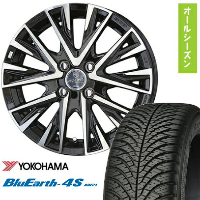 【取付対象】155/65R14 オールシーズンタイヤ ホイール4本セット N-BOX タントカスタム ワゴンR YOKOHAMA ブルーアース 4S AW21 オールシーズン KYOHO スマック レジーナ 14インチ【送料無料】
