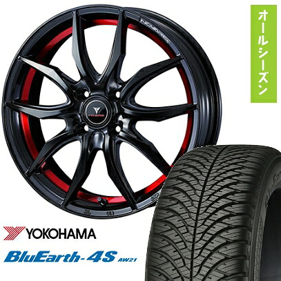 【取付対象】155/65R14 オールシーズンタイヤ ホイール4本セット N-BOX タントカスタム ワゴンR YOKOHAMA ブルーアース 4S AW21 オールシーズン WEDS ノヴァリス ローグ VF 14インチ【送料無料】