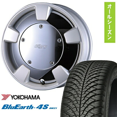 【取付対象】165/55R15 オールシーズンタイヤ ホイール4本セット YOKOHAMA ブルーアース 4S AW21 オールシーズン (軽自動車用) CRIMSON グーフィー スプリッター 15インチ【送料無料】｜アークタイヤ 店