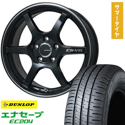 【取付対象】195/60R17 夏タイヤ ホイール4本セット ライズ/ロッキー（ハイブリッド） DUNLOP エナセーブ EC204 LEHRMEISTER CS-V6(グロスブラック/ラインポリッシュ) 17インチ【送料無料】