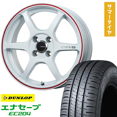 【取付対象】195/65R16 夏タイヤ ホイール4本セット ライズ/ロッキー（ガソリン） DUNLOP エナセーブ EC204 LEHRMEISTER CS-V6(ホワイト/レッドライン) 16インチ【送料無料】