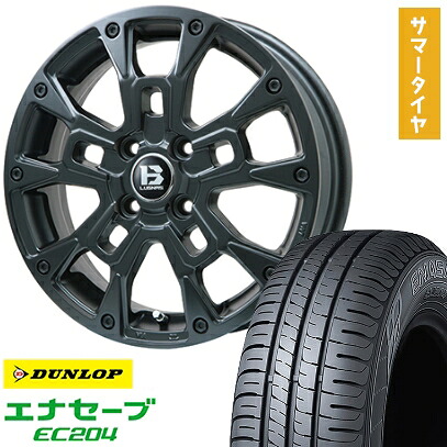 【取付対象】165/65R15 夏タイヤ ホイール4本セット DUNLOP エナセーブ EC204 (軽自動車用) ビッグウエイ B-LUGNAS BRD(マットブラック) 15インチ【送料無料】