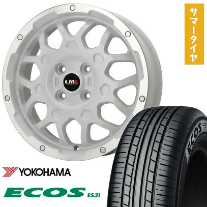 【取付対象】165/55R15 夏タイヤ ホイール4本セット N-BOX タント ワゴンR YOKOHAMA エコス ES31 LEHRMEISTER LMG MS-9W ホワイトリムポリッシュ 15インチ【送料無料】
