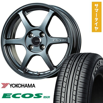 【取付対象】165/50R15 夏タイヤ ホイール4本セット エブリイワゴン YOKOHAMA エコス ES31 LEHRMEISTER CS-V6(ガンメタ) 15インチ【送料無料】｜アークタイヤ 店 42,660円