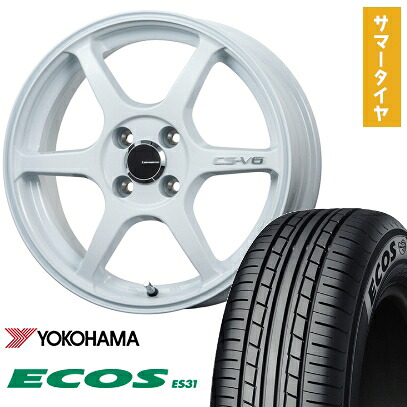 【取付対象】165/50R15 夏タイヤ ホイール4本セット エブリイワゴン YOKOHAMA エコス ES31 LEHRMEISTER CS-V6(ホワイト) 15インチ【送料無料】|アークタイヤ 店