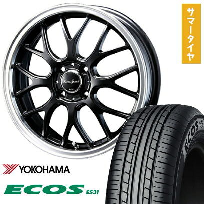 【取付対象】165/55R14 夏タイヤ ホイール4本セット YOKOHAMA エコス ES31 (軽自動車用) BLEST ユーロスポーツ タイプ805 セミグロスブラック 14インチ【送料無料】