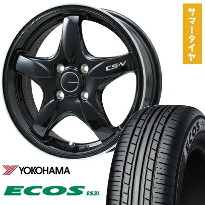 【取付対象】165/50R15 夏タイヤ ホイール4本セット エブリイワゴン YOKOHAMA エコス ES31 LEHRMEISTER CS-V(グロスブラック/リムポリッシュ) 15インチ【送料無料】
