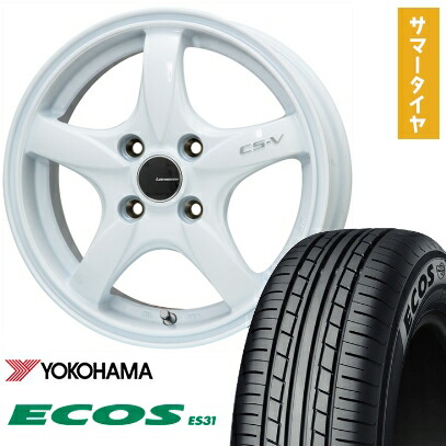 【取付対象】165/55R15 夏タイヤ ホイール4本セット N-BOX タント ワゴンR YOKOHAMA エコス ES31 LEHRMEISTER CS-V(ホワイト) 15インチ【送料無料】
