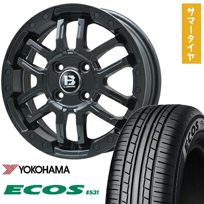 【取付対象】165/55R14 夏タイヤ ホイール4本セット YOKOHAMA エコス ES31 (軽自動車用) BIGWAY B-LUGNAS FRD(マットブラック) 14インチ【送料無料】