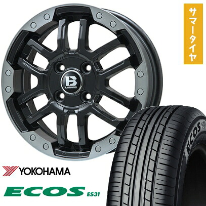 【取付対象】165/55R14 夏タイヤ ホイール4本セット YOKOHAMA エコス ES31 (軽自動車用) BIGWAY B-LUGNAS FRD(マットブラック/ブラッククリアリム) 14インチ【送料無料】