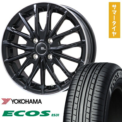 【取付対象】165/50R15 夏タイヤ ホイール4本セット YOKOHAMA エコス ES31 (軽自動車用) BRANDLE-LINE DF-10M グロスブラック/リムポリッシュ 15インチ【送料無料】
