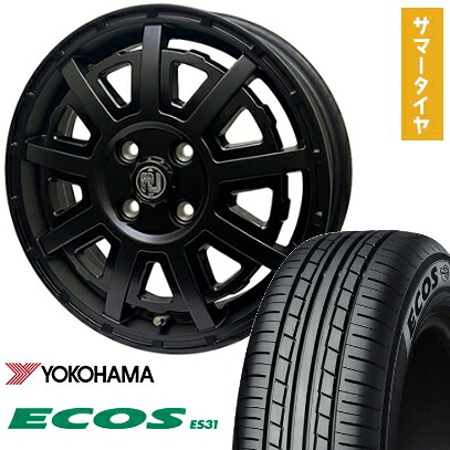 【取付対象】165/50R15 夏タイヤ ホイール4本セット YOKOHAMA エコス ES31 (軽自動車用) RIVAI オフロード プラスティックボム 15インチ【送料無料】