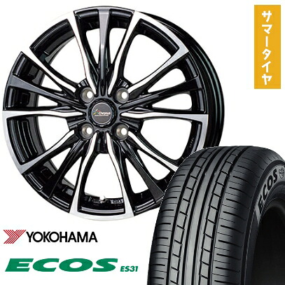 【取付対象】165/55R15 夏タイヤ ホイール４本セット 軽自動車用（N-BOX タント スペーシア） YOKOHAMA エコス ES31 ホットスタッフ クロノス CH-110 15インチ【送料無料】