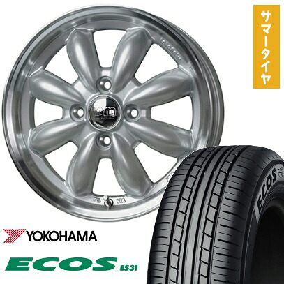 【取付対象】165/55R14 夏タイヤ ホイール4本セット YOKOHAMA エコス ES31 (軽自動車用) HOT STUFF ララパーム カップ 2 14インチ【送料無料】｜アークタイヤ 店
