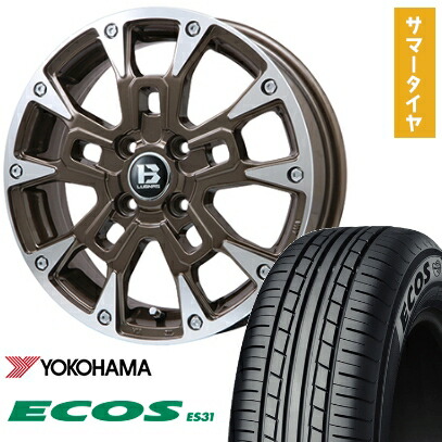 【取付対象】165/50R15 夏タイヤ ホイール4本セット エブリイワゴン YOKOHAMA エコス ES31 ビッグウエイ B-LUGNAS BRD(ブロンズポリッシュ) 15インチ【送料無料】