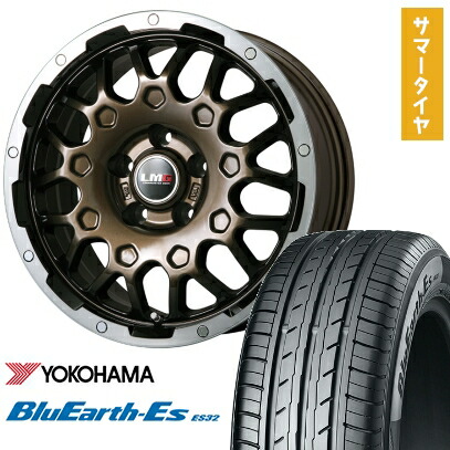 【取付対象】215/60R16 夏タイヤ ホイール4本セット YOKOHAMA ブルーアース ES32 (5/114車用) LEHRMEISTER LMG MS-9W ブロンズリムポリッシュ 16インチ【送料無料】