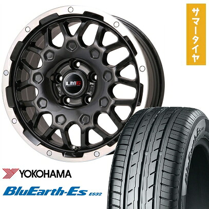 【取付対象】215/60R16 夏タイヤ ホイール4本セット YOKOHAMA ブルーアース ES32 (5/114車用) LEHRMEISTER LMG MS-9W ブラック/ブラッククリアリム 16インチ【送料無料】 64,295円