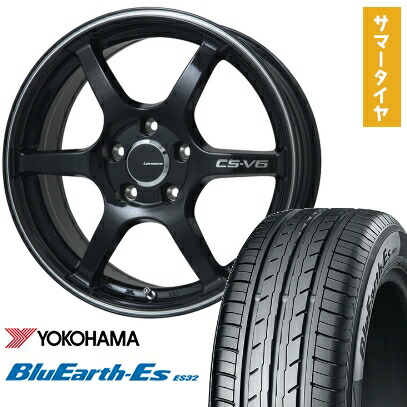 【取付対象】205/50R17 夏タイヤ ホイール4本セット YOKOHAMA ブルーアース ES32 (5/100車用) LEHRMEISTER CS-V6(グロスブラック/ラインポリッシュ) 17インチ【送料無料】