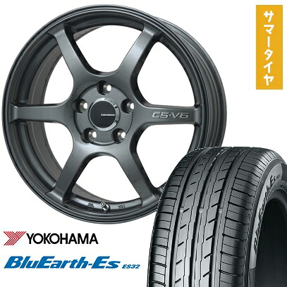 【取付対象】215/55R17 夏タイヤ ホイール4本セット YOKOHAMA ブルーアース ES32 (5/114車用) LEHRMEISTER CS-V6(ガンメタ) 17インチ【送料無料】｜アークタイヤ 店
